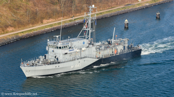 März 2018, M 1063 ‚Bad Bevensen‘ im Nord-Ostsee-Kanal bei Kiel
