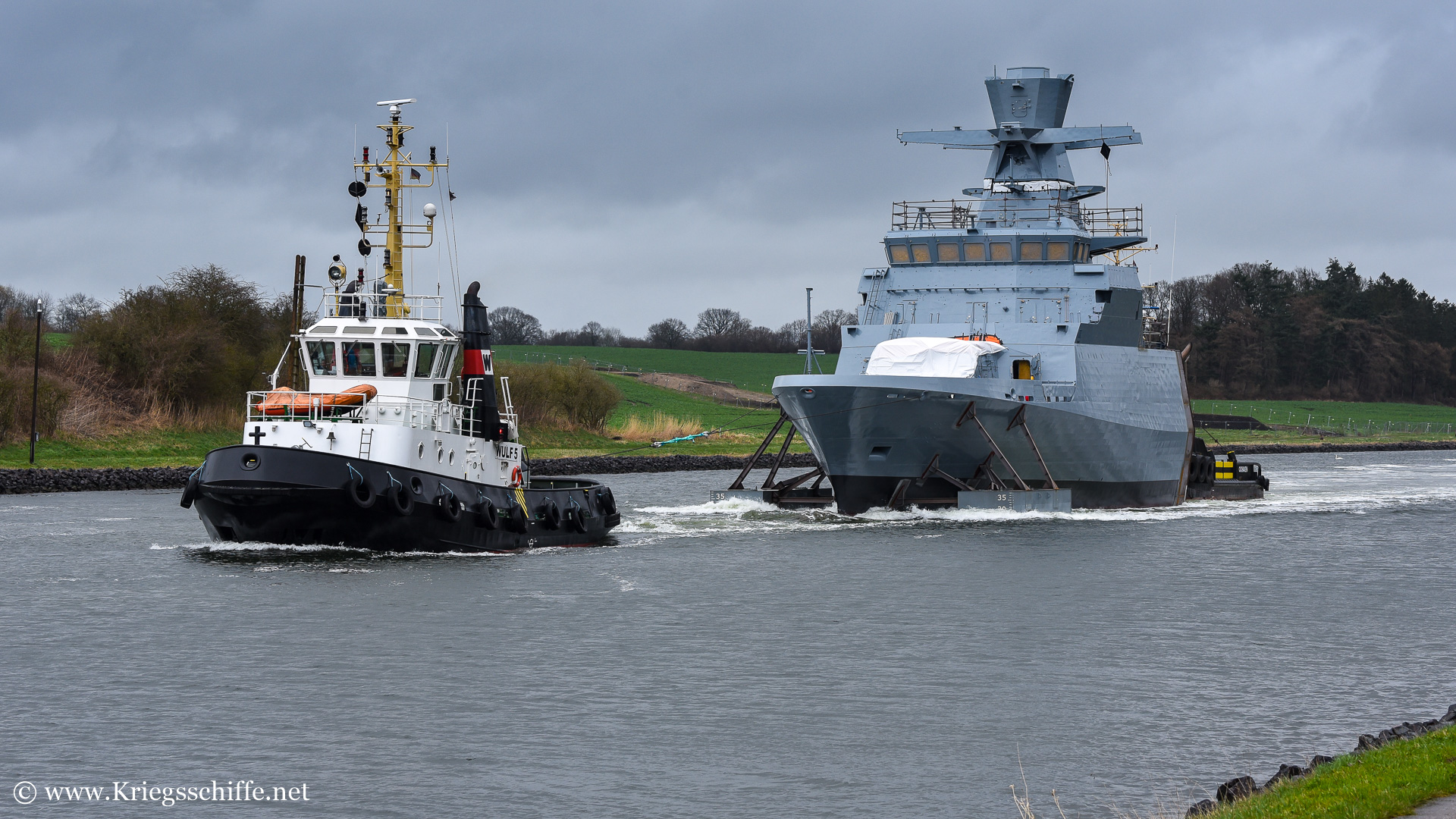März 2023, F 269 ‘Lübeck’ im Nord-Ostsee-Kanal bei Landwehr