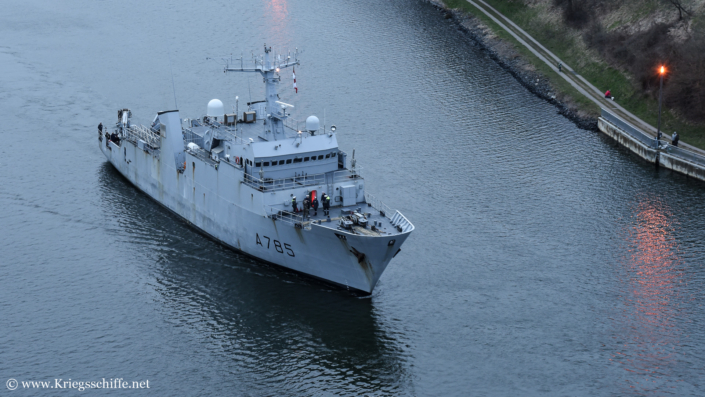 März 2024, A 785 ‚Thétis‘ im Nord-Ostsee-Kanal bei Kiel