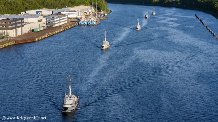 Mai 2024, Boote der Marineheimwehr im Nord-Ostsee-Kanal bei Kiel