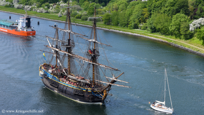 Mai 2023, Ostindienfahrer ‚Götheborg‘ im Nord-Ostsee-Kanal bei Kiel