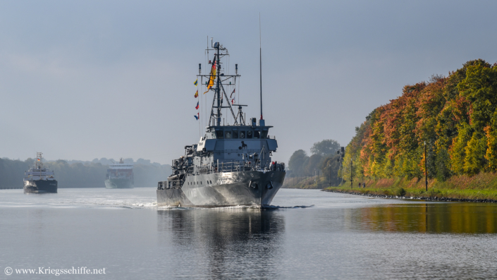 Oktober 2022, M 1061 ‚Rottweil‘ im Nord-Ostsee-Kanal bei Landwehr