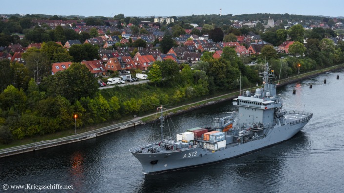 September 2026, A 513 ‚Rhein‘ im Nord-Ostsee-Kanal bei Kiel