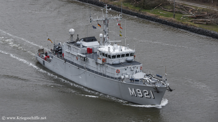 Februar 2022, M 921 ‚Lobelia‘ im Nord-Ostsee-Kanal bei Kiel